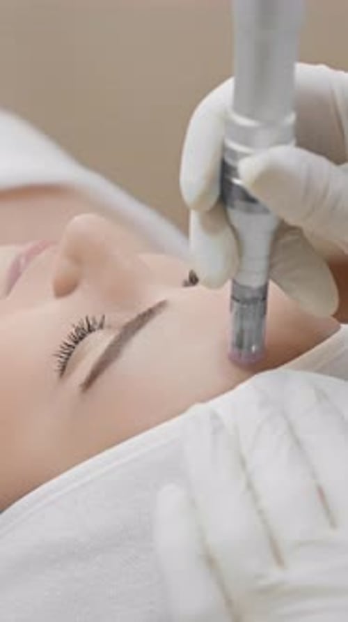 Woman Receiving Facial Treatment at Medical Spa