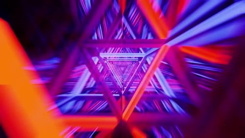 Rotated Neon Blue And Red Triangle Space Tunnel Vj Loop Animation