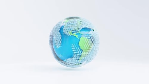 Spinning Digital Earth Globe with Global Network Connection