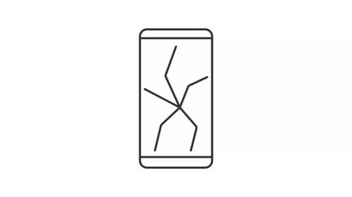 Animated Line Art Icon of a Cracked Smartphone Screen