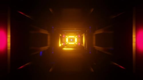 Futuristic Glowing Neon Tunnel Hyperspace Loop Background