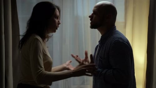 Woman Slaps a Man in the Face Domestic Scandal Between the Spouse