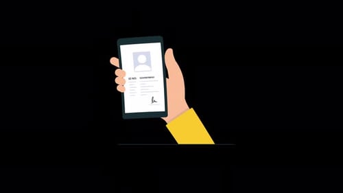 Animated Hand-Holding Phone with ID Verification Concept Video - Transparent
