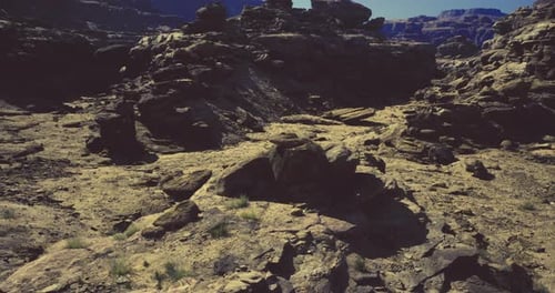 Exploration of Rugged Terrain in a Desert Landscape with Rocky Formations