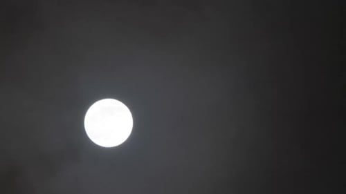 Bright Full Moon Shines in the Night Sky