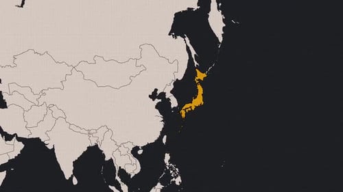 Animated World Map Zoom to Japan with Country Name Reveal