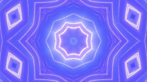 Abstract Geometric Glowing Neon Kaleidoscope Pattern Background Loop