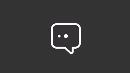 Icono de línea blanca de comentario animado