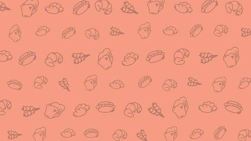 Food Pattern Animation Bakery Baked Goods Snacks Seamless Outline