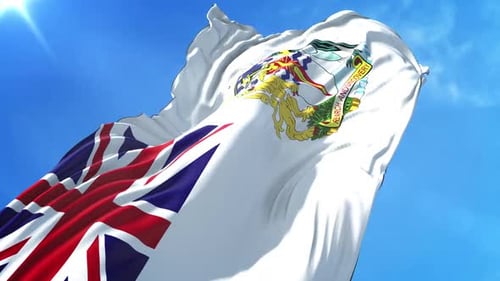 Realistic Waving Flag in Blue Sky 3D Render