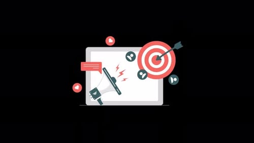 Digital Marketing Strategy with Target and Megaphone Animation