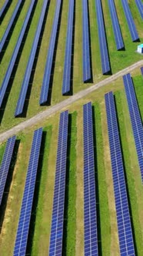 High angle view of solar panel collecting sunlight. Ecology innovation of clean sun energy.
