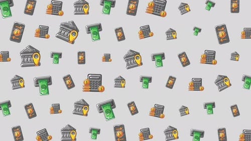 Financial Icons Banking Pattern Money Symbols Currency Background Economy Illustration