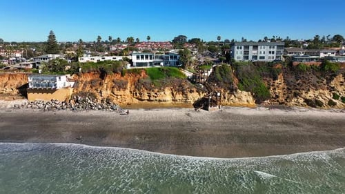 Shot of San Diego coastline - Drone Aerial Video of Natural cliffs overlooking the Pacific Ocean off