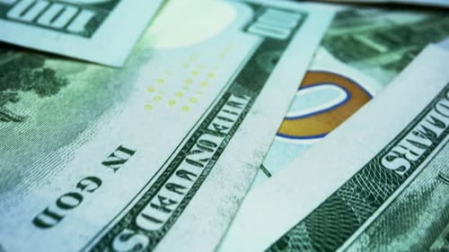 Macro Footage of One Hundred Dollar Bills