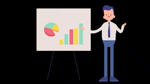 Office Worker Showing Business Presentation To His Boss Alpha Channel