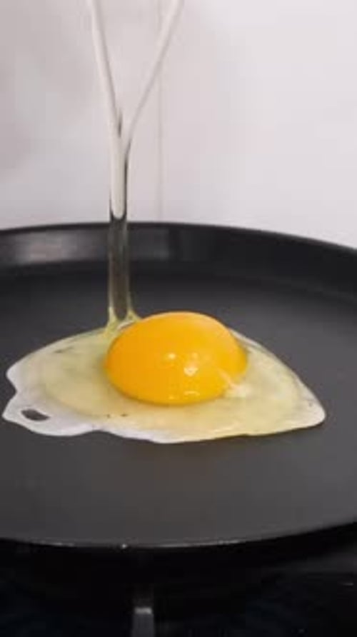 Egg Frying in a Pan Indoors