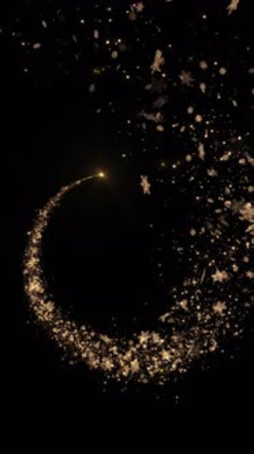 Magic Glitter Sparkle Trail Goldener Glitzerkreis, funkelnde, lichtschimmernde Weihnachtsgoldpartikel
