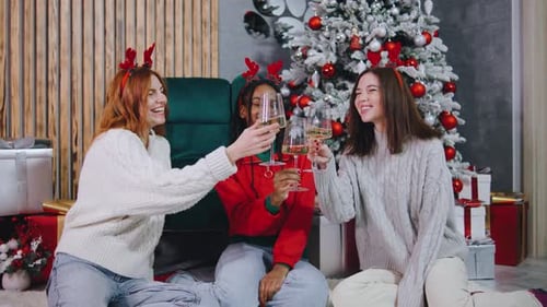 Friends Toasting at Christmas Holiday Celebration