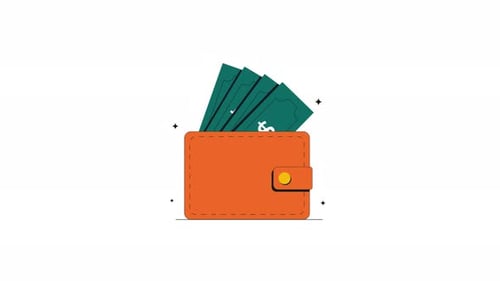 Animated Wallet with Fanning Dollar Bills