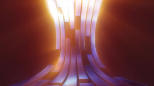Abstrakte metallisch leuchtende glänzende Linien und Streifen in Lichtstrahlen fliegen auf dunklem Hintergrund nach oben.