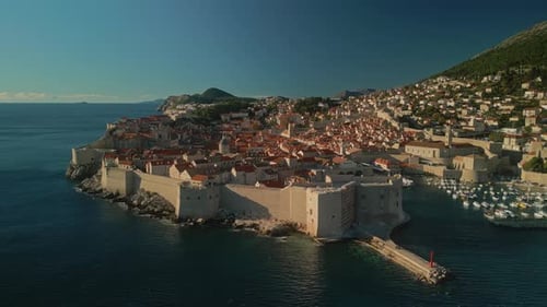 Incredible Fort Lovrijenac and Port of Famous Dubrovnik Town on Azure Sea Coast