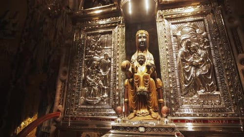 Ornate Religious Statue in Decorative Room