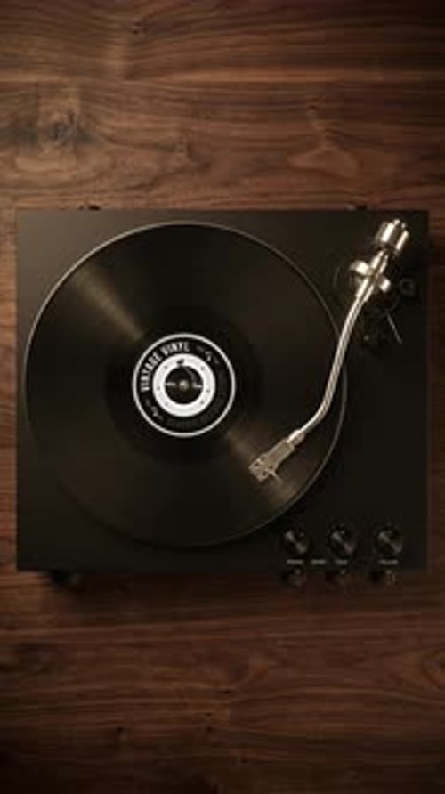 Vinyl Loop Animation Vertical Retro Record Disk Spinning Motion Graphic Seamless Short Video