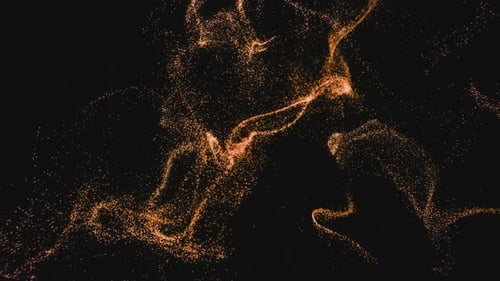 Futuristic chaotic stream of neon dots and particles. Particle flow background