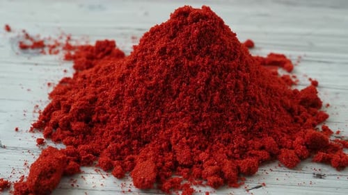 Close Up of Pile of Vibrant Red Powder