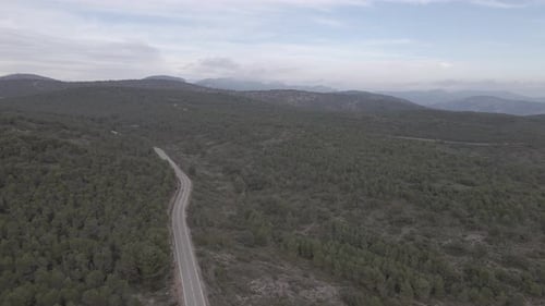 aerial view from a mountain road