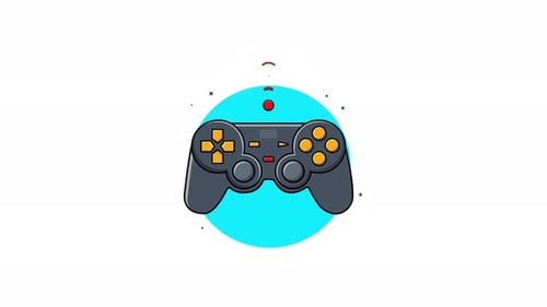 Animated Game Controller Flat Design Icon