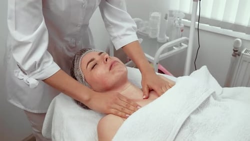 Treatment of Acne Breakouts During Cosmetology Procedure Improving Skin Clarity Specialist Massaging