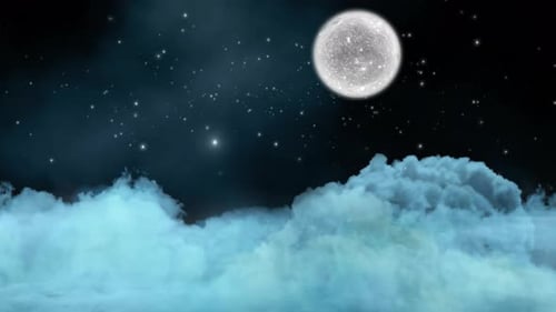 Abstract Moon Clouds And Star 4k Loop