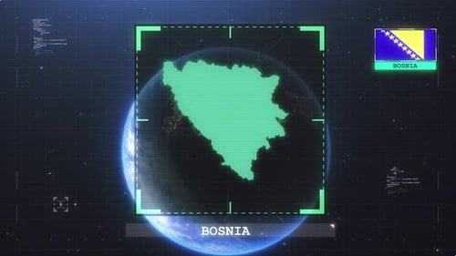 Futuristic Digital Map Reveal with Glitch Effects and UI Elements