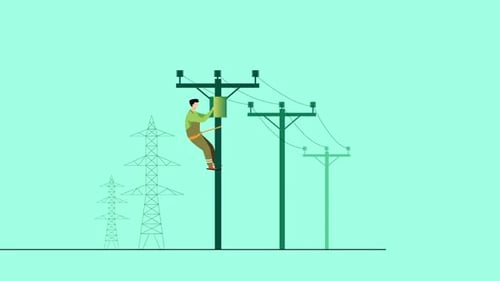 Trabajador de servicios públicos que repara instalaciones eléctricas
