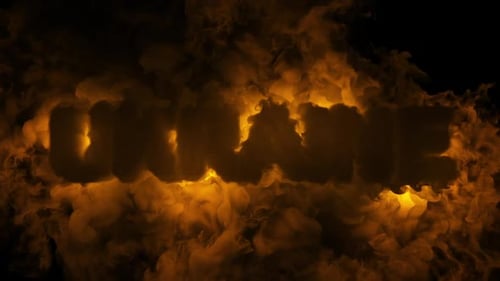 Fiery Letters Illuminated Within The Haze. Tex "Ukraine"