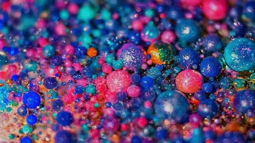 Abstract Spheres in Pink, Blue, and Green