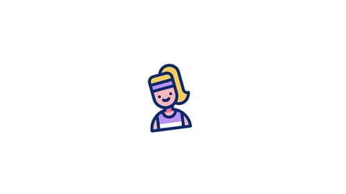 Animated Flat Design Icon of Woman for Fitness and Health