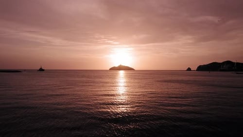 Aerial view city bay sunset - Santa Marta - Colombia