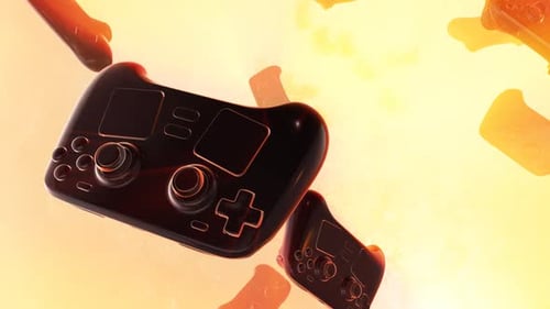 Glossy Game Controllers Floating Loop Background