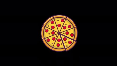Animated Pizza Slice Moving Out Flat Design Loop