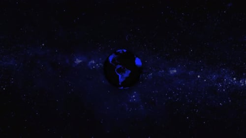 Realistic Earth planet Rotates on space or galaxy and stars milky way, Animation Earth planet. 1297