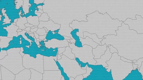 Animated World Map Zoom to Azerbaijan Country Highlight