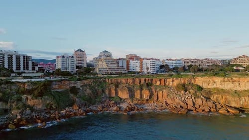 Drone View Building Complex Summer Seascape Coastal Resort Town Located Cliff