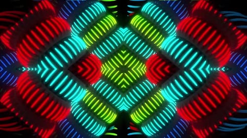 Vibrant neon lights pulse with energetic rhythm, creating dynamic visuals