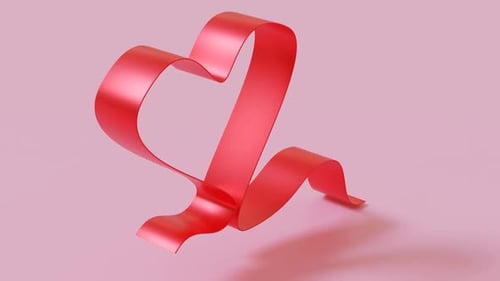 Elegant Red Ribbon Heart Love Reveal Animation