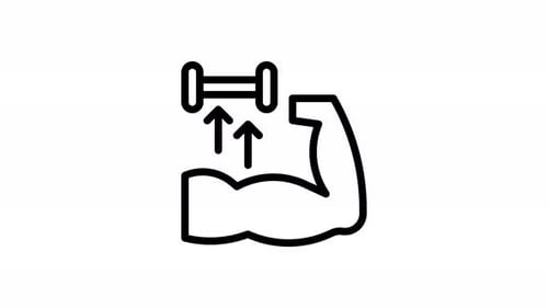 Animated Bicep Muscle Growth with Dumbbell Icon