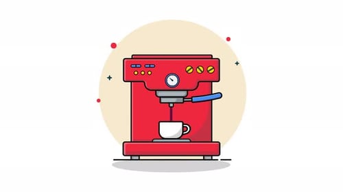 4k Coffee Maker. Kitchen Equipment Concept Animation Video