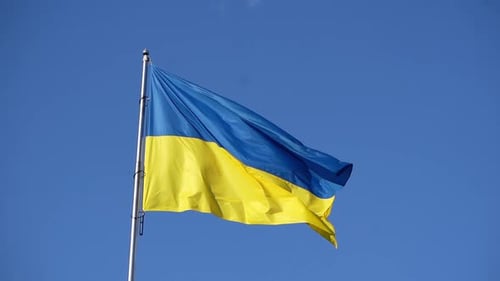 Ukrainian Flag Waving in the Wind